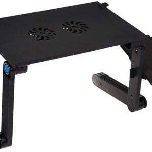 Алуминиева сгъваема голяма маса за лаптоп SIAPRO, за лаптоп с голям охладител, 11 позиции, Черна - Image 3