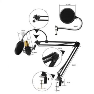 Кондензаторен студиен микрофон BM-700, Универсален, Пълен комплект - Image 8